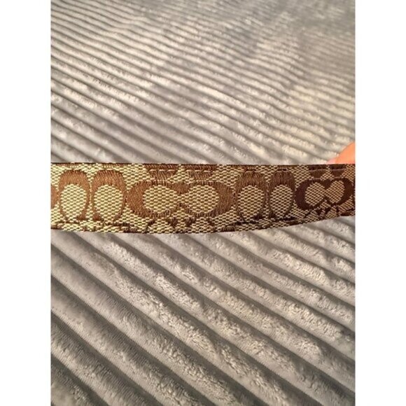 Coach women’s 35.5” long signature C’s leather canvas silver tone belt main image 4